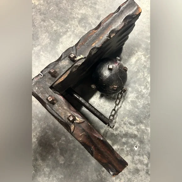 Medieval wood metal Ball and Chain gothic books rare vintage DUNGEON MACE - Picture 4 of 5